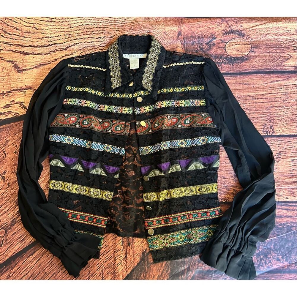 THE‎ LIMITED Women's Black and Gold Blouse